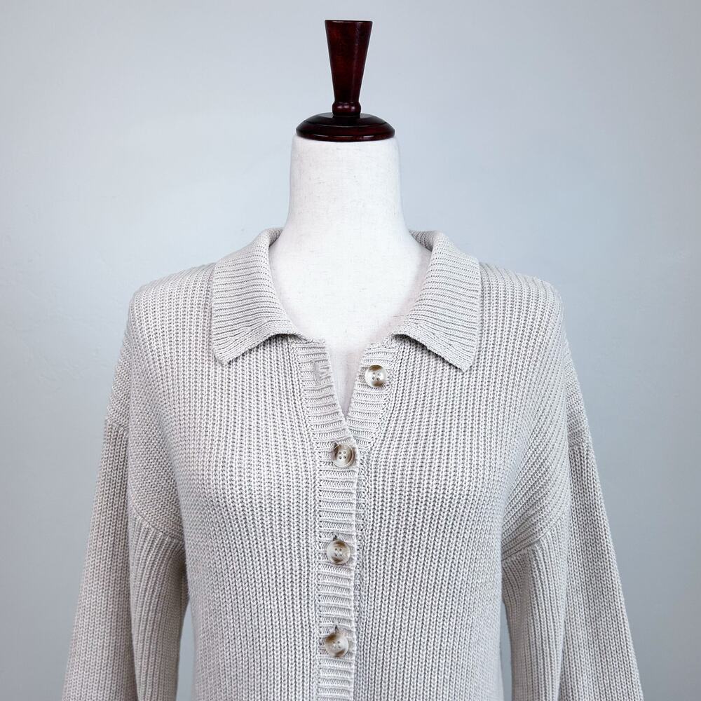 Blue Blush Cotton Blend Knit Fishermen Coastal Beige Polo Henley Romper MEDIUM - Picture 3 of 11
